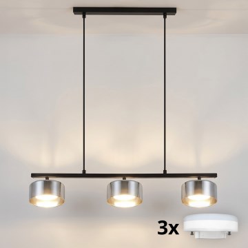 Brilagi - LED AURA LUX Hängeleuchte an Stahlseil 3xGX53/30W/230V schwarz/rauchfarben