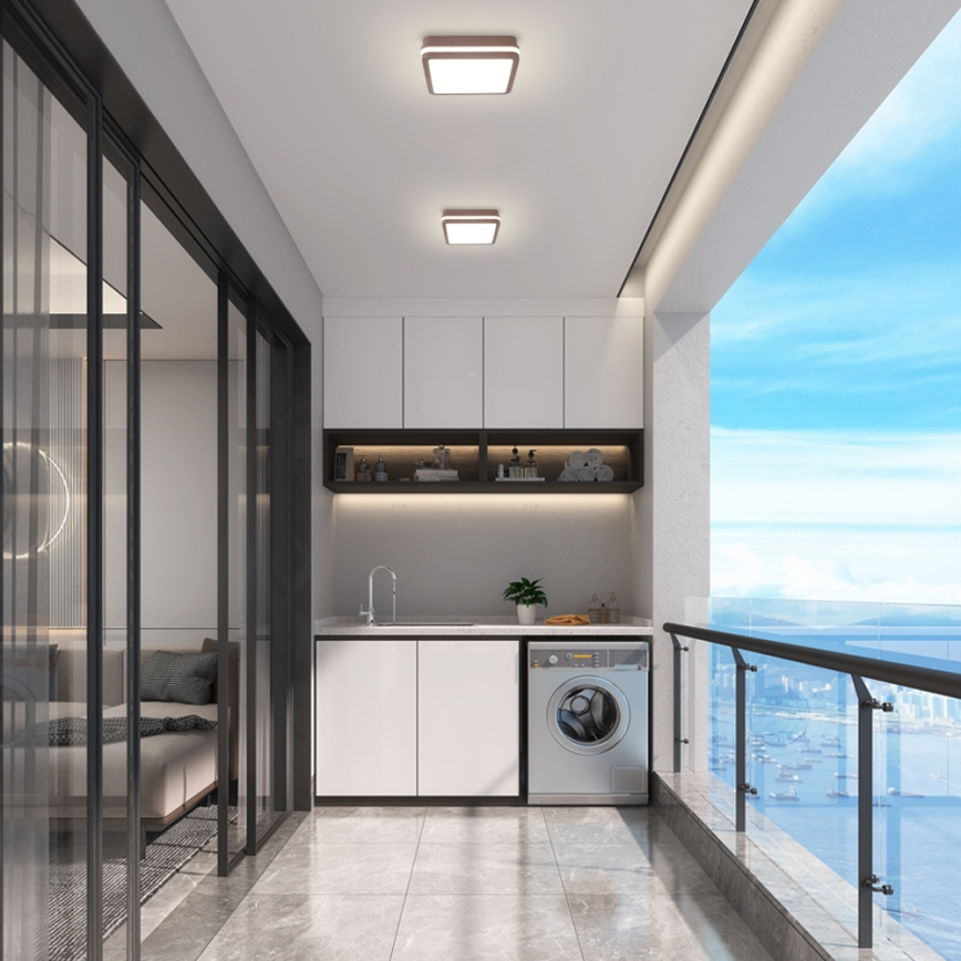 Brilagi - LED-Deckenleuchte für den Außenbereich BENE LED/18W/230V 21,5x21,5 cm braun IP54