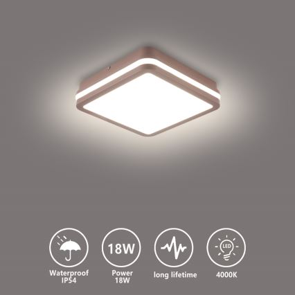 Brilagi - LED-Deckenleuchte für den Außenbereich BENE LED/18W/230V 21,5x21,5 cm braun IP54