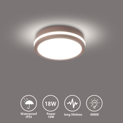 Brilagi - LED-Außen-Deckenleuchte BENE LED/18W/230V, Durchmesser 21,5 cm, braun, IP54