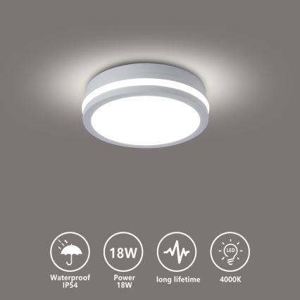 Brilagi - LED-Außen-Deckenleuchte BENE LED/18W/230V Ø 21,5 cm weiß IP54