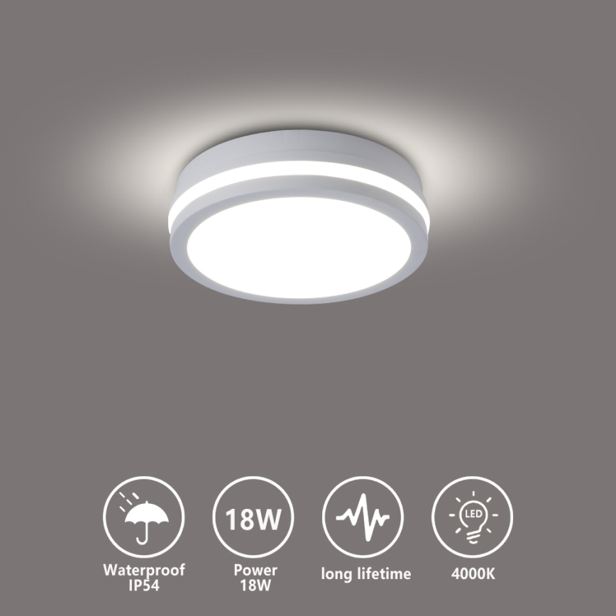 Brilagi - LED-Außen-Deckenleuchte BENE LED/18W/230V Ø 21,5 cm weiß IP54