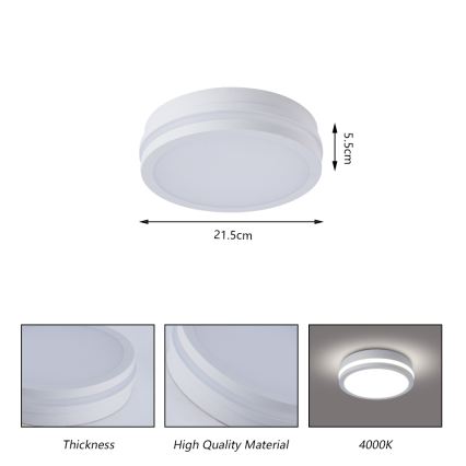 Brilagi - LED-Außen-Deckenleuchte BENE LED/18W/230V Ø 21,5 cm weiß IP54
