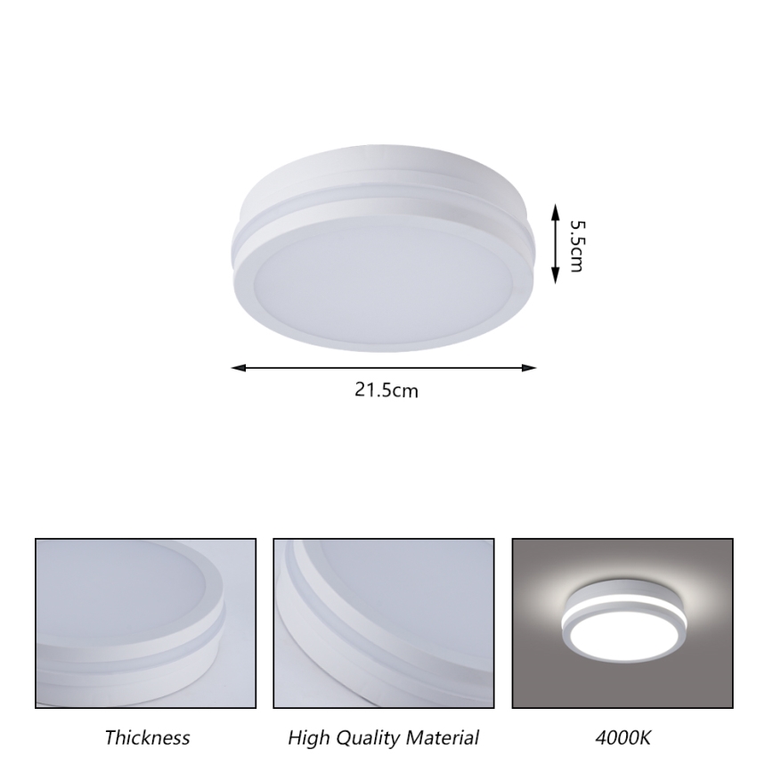 Brilagi - LED-Außen-Deckenleuchte BENE LED/18W/230V Ø 21,5 cm weiß IP54