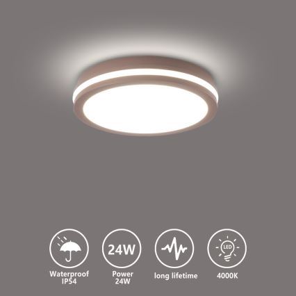 Brilagi - LED-Außen-Deckenleuchte BENE LED/24W/230V Ø 26 cm braun IP54
