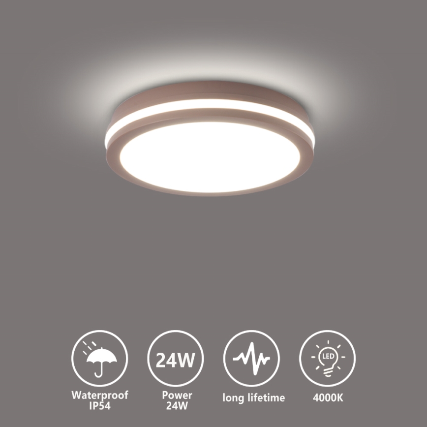 Brilagi - LED-Außen-Deckenleuchte BENE LED/24W/230V Ø 26 cm braun IP54