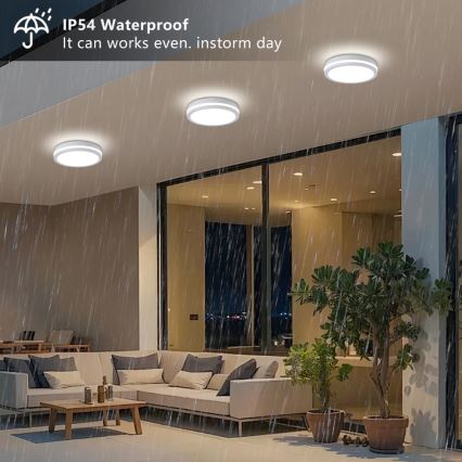 Brilagi - LED-Außen-Deckenleuchte BENE LED/24W/230V Ø 26 cm weiß IP54