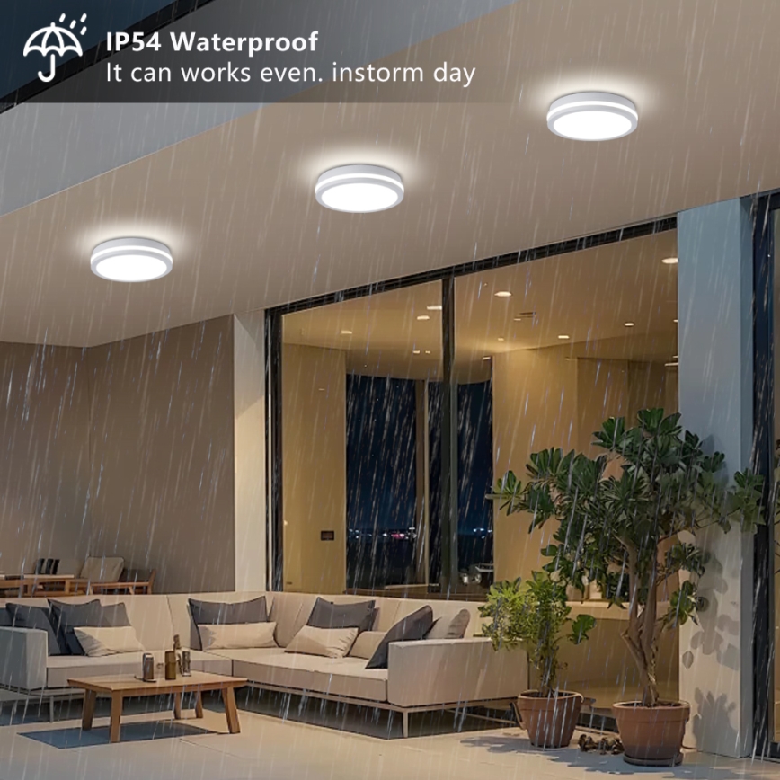 Brilagi - LED-Außen-Deckenleuchte BENE LED/24W/230V Ø 26 cm weiß IP54