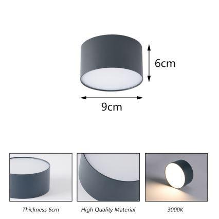 BRILAGI - LED Außen-Deckenleuchte FORIS LED/9W/230V Ø 9 cm anthrazit IP44