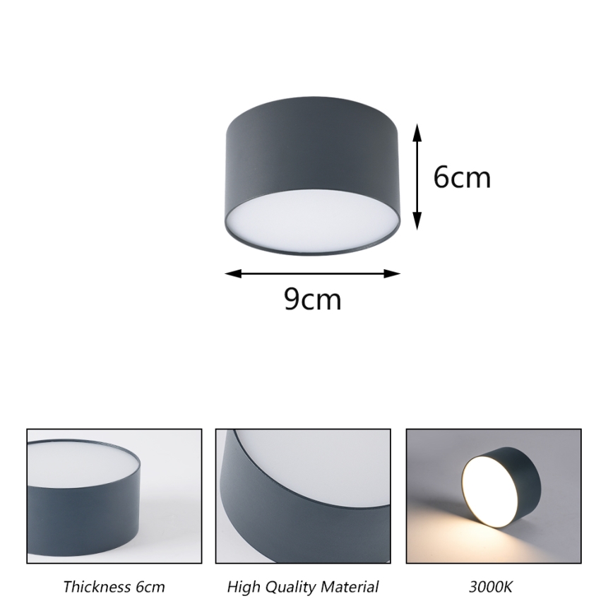 BRILAGI - LED Außen-Deckenleuchte FORIS LED/9W/230V Ø 9 cm anthrazit IP44