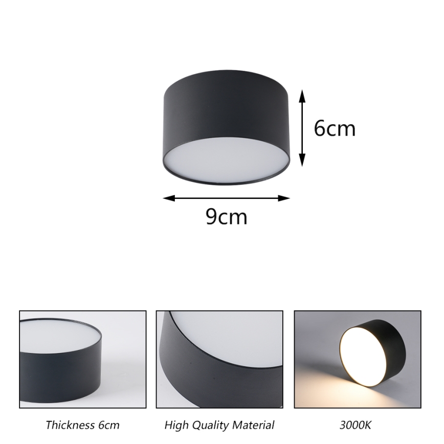 BRILAGI - LED Außen-Deckenleuchte FORIS LED/9W/230V Ø 9 cm schwarz IP44