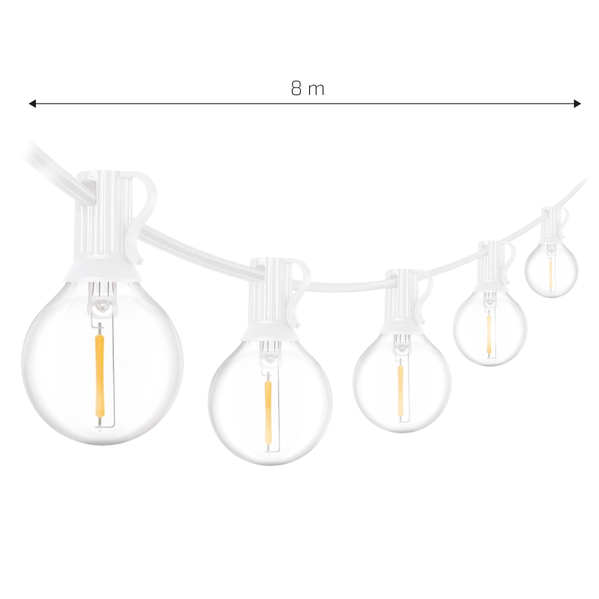 Brilagi - LED Außen-Lichterkette GIRLANDA 10xE12/0,6W/230V 8m weiß IP44 warmweiß
