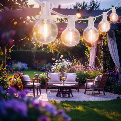 Brilagi - LED-Außen-Dekorations-Lichterkette GIRLANDA 10xE12/0,6W/230V 8m weiß IP44 warmweiß