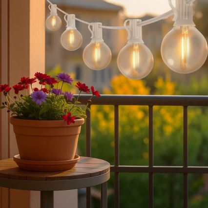 Brilagi - LED-Außen-Dekorations-Lichterkette GIRLANDA 10xE12/0,6W/230V 8m weiß IP44 warmweiß