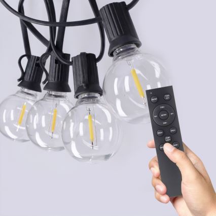 Brilagi - LED-Dekorations-Lichterkette für den Außenbereich GIRLANDA, 25×E12 / 0,6 W / 230 V, 20 m, schwarz, IP44, warmweiß, mit Fernbedienung
