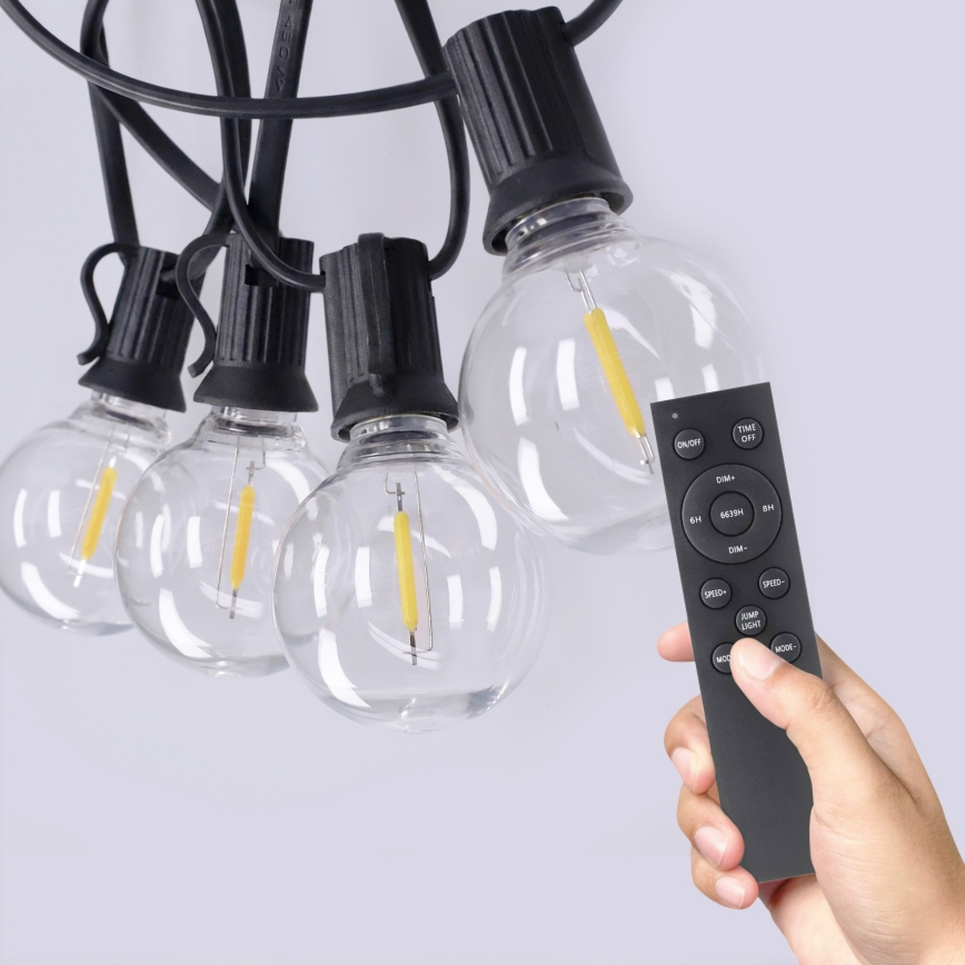 Brilagi - LED-Dekorations-Lichterkette für den Außenbereich GIRLANDA, 25×E12 / 0,6 W / 230 V, 20 m, schwarz, IP44, warmweiß, mit Fernbedienung