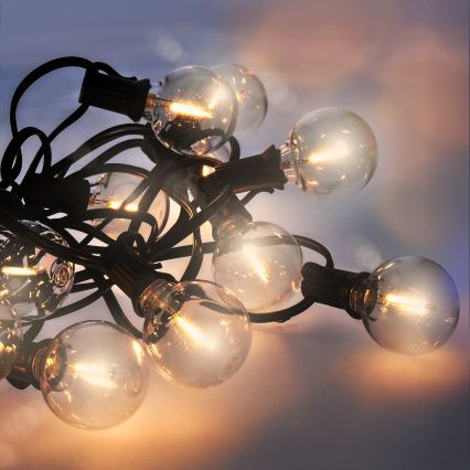 Brilagi - LED-Außen-Dekorations-Lichterkette GIRLANDA 18xE12/0,6W/230V 13m Schwarz IP44 warmweiß