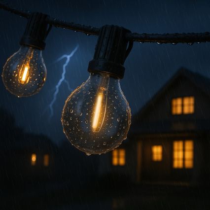 Brilagi - LED-Außen-Dekorations-Lichterkette GIRLANDA 18xE12/0,6W/230V 13m Schwarz IP44 warmweiß