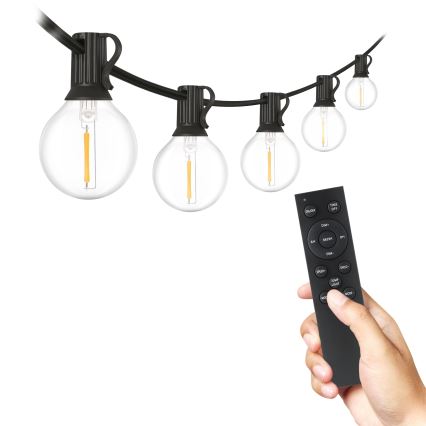 Brilagi - LED-Außen-Dekorationskette GIRLANDA 25xE12/0,6W/230V 20m schwarz IP44 warmweiß + Fernbedienung