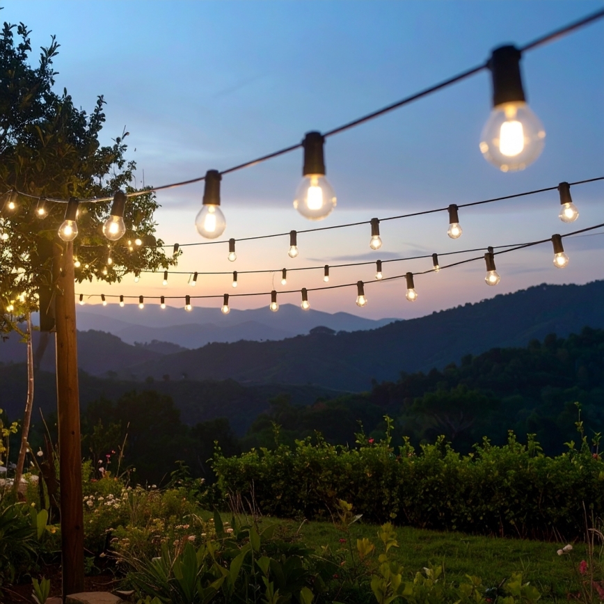 Brilagi - LED-Außen-Dekorationskette GIRLANDA 25xE12/0,6W/230V 20m schwarz IP44 warmweiß + Fernbedienung