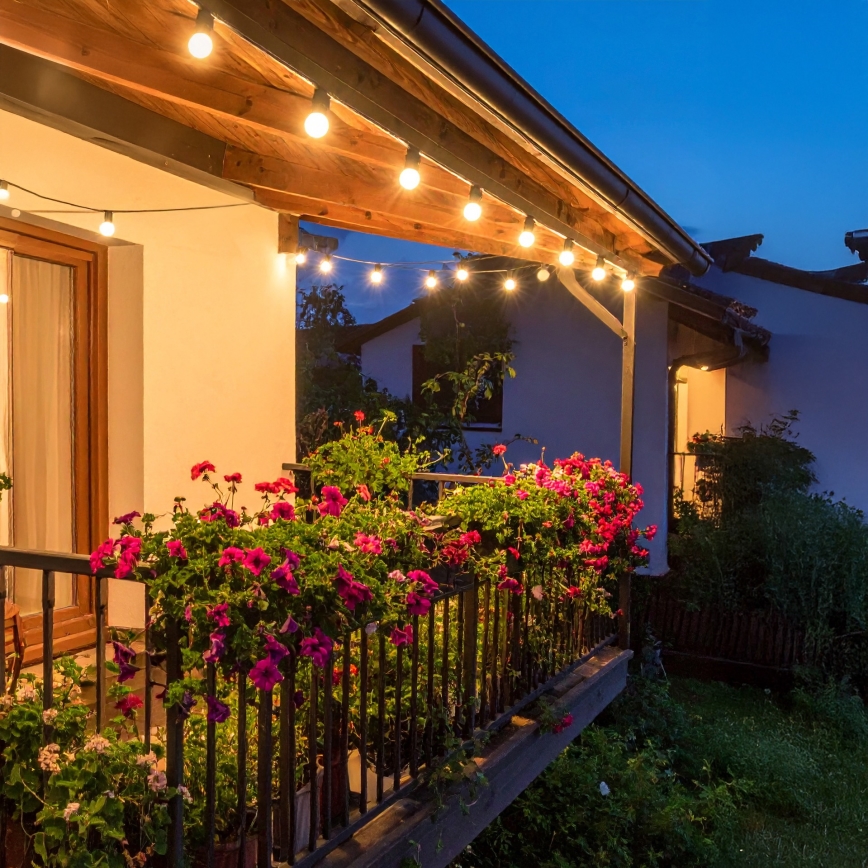 Brilagi - LED-Außen-Dekorationskette GIRLANDA 25xE12/0,6W/230V 20m schwarz IP44 warmweiß + Fernbedienung