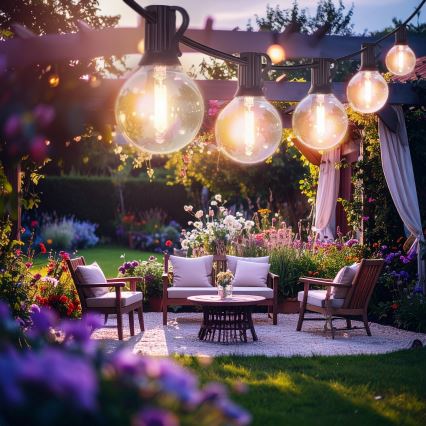 Brilagi - LED-Außen-Dekorationskette GIRLANDA 25xE12/0,6W/230V 20m schwarz IP44 warmweiß + Fernbedienung