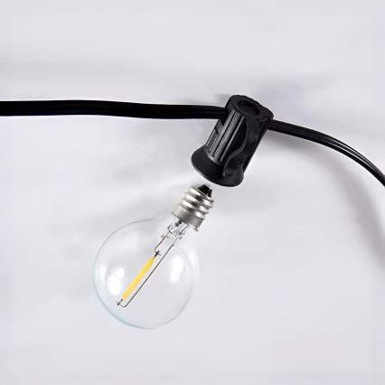 Brilagi - LED-Außen-Dekorationskette GIRLANDA 25xE12/0,6W/230V 20m schwarz IP44 warmweiß + Fernbedienung