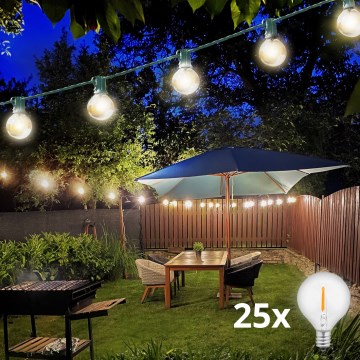 Brilagi - LED-Außen-Dekorationskette GIRLANDA 25xE12/0,8W/230V 20m grün IP44 warmweiß