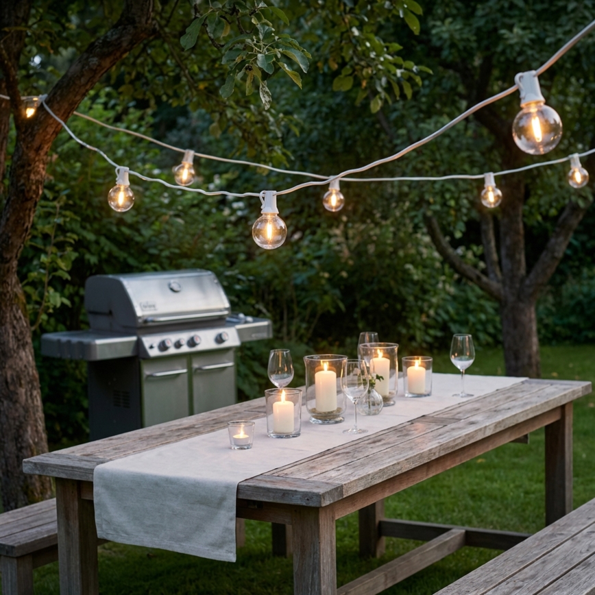 BRILAGI - LED-Außen-Lichterkette GIRLANDA 10xE12/0,6W/230V 8m weiß IP44 warmweiß