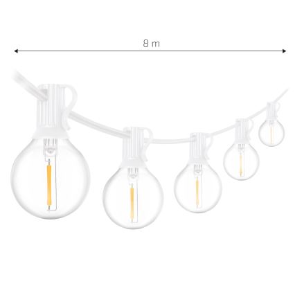 BRILAGI - LED-Außen-Lichterkette GIRLANDA 10xE12/0,6W/230V 8m weiß IP44 warmweiß
