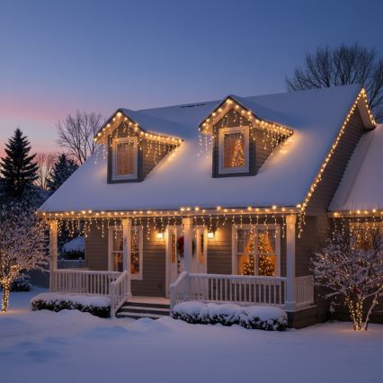 Brilagi - LED-Außen-Lichterkette 200 LEDs / 8 Funktionen 13 m IP44 warmweiß Eiszapfen