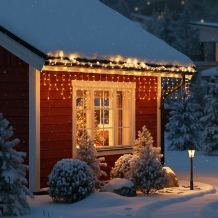 Brilagi - LED-Außen-Lichterkette 200 LEDs / 8 Funktionen 13 m IP44 warmweiß Eiszapfen