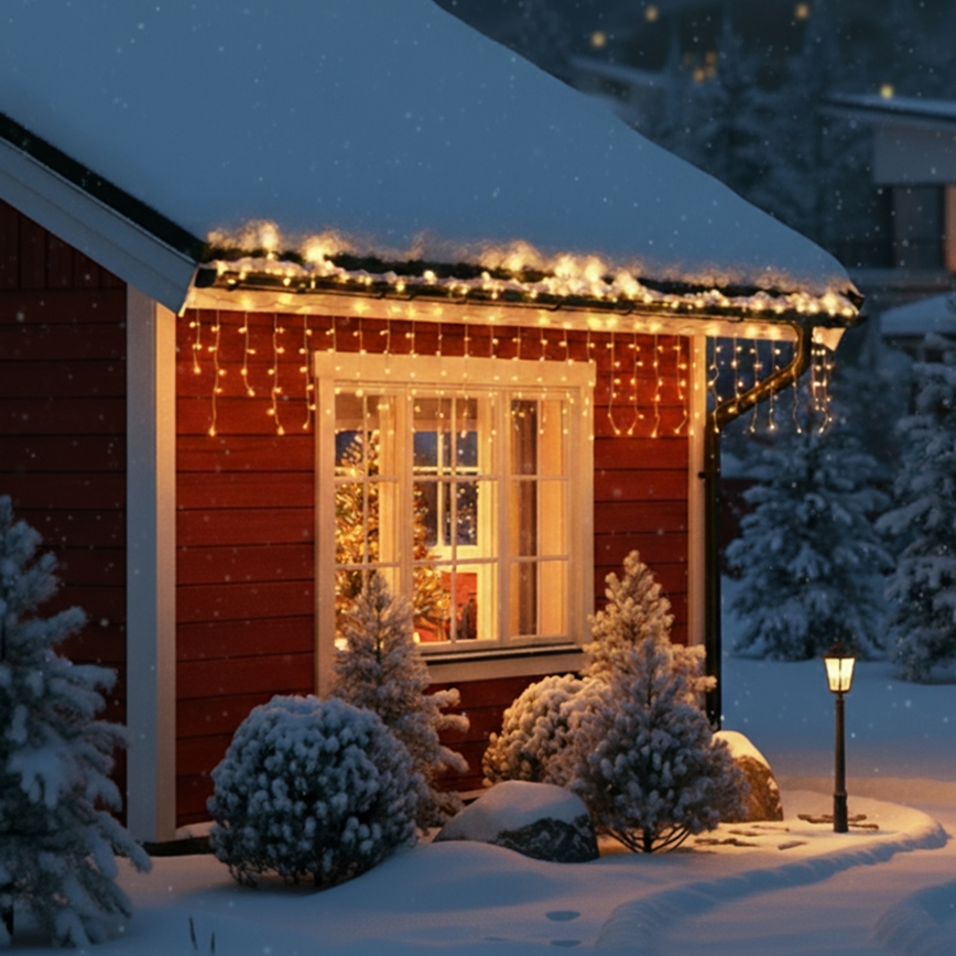 Brilagi - LED-Außen-Lichterkette 200 LEDs / 8 Funktionen 13 m IP44 warmweiß Eiszapfen