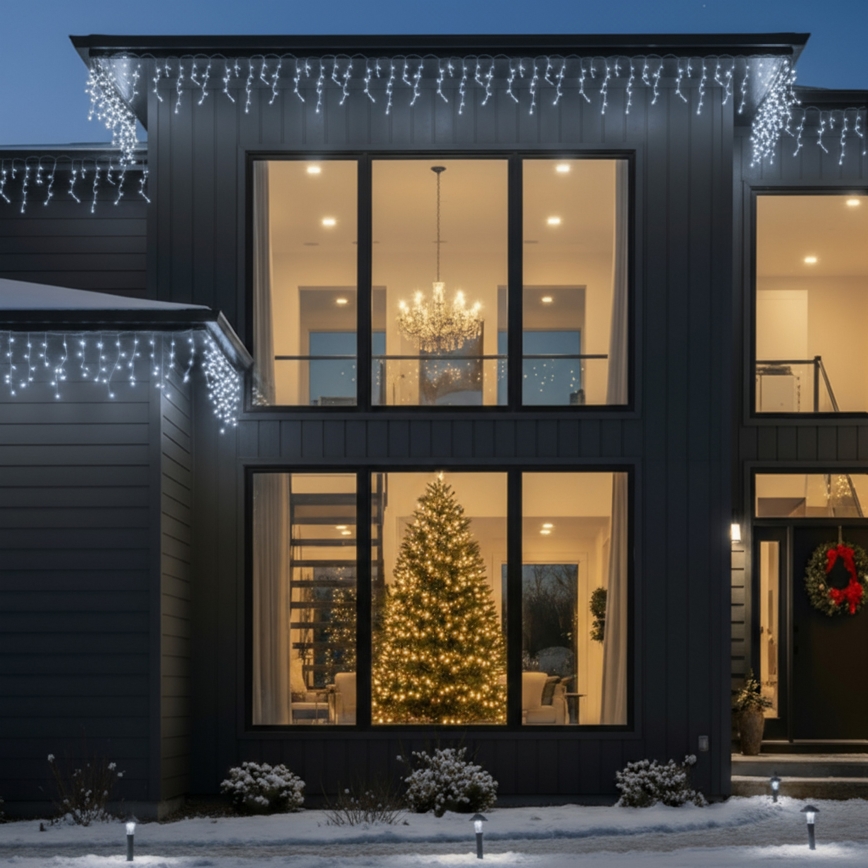 Brilagi - LED Außen-Lichterkette 200xLED/8 Funktionen 13m IP44 kaltweiß Eiszapfen