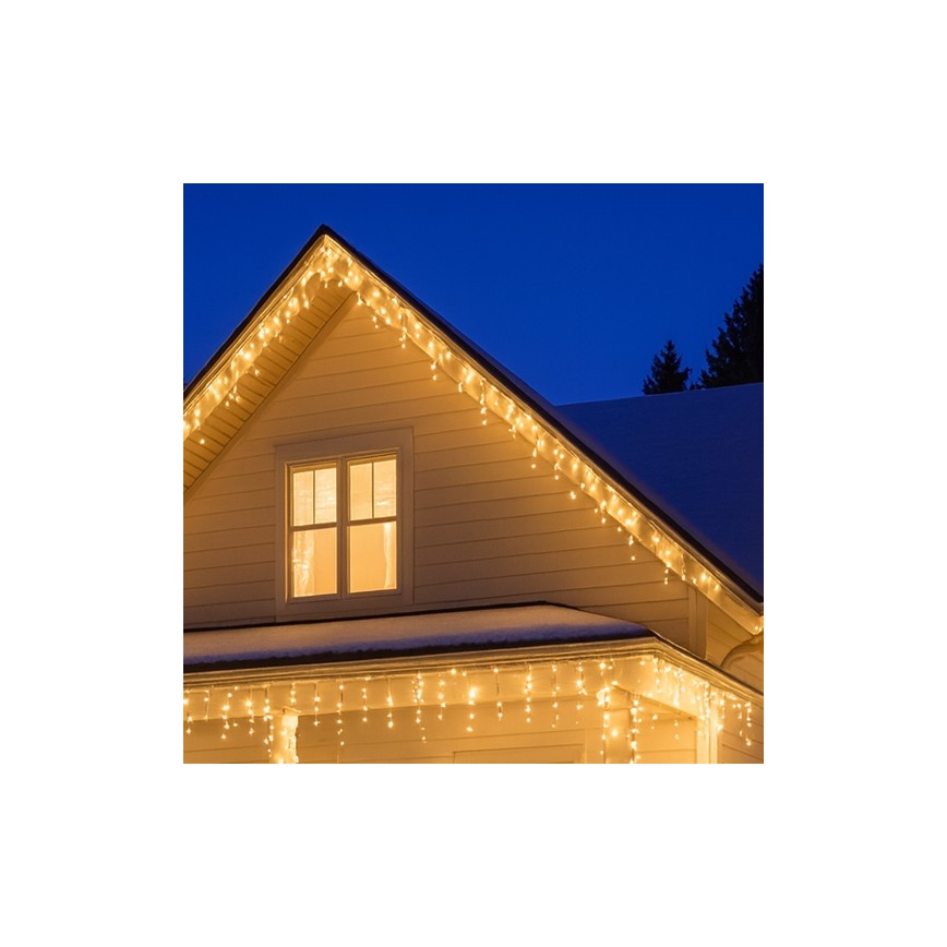 Brilagi - LED-Lichterkette für den Außenbereich, 360 LEDs / 8 Funktionen, 14 m, IP44, warmweiß, Eiszapfen