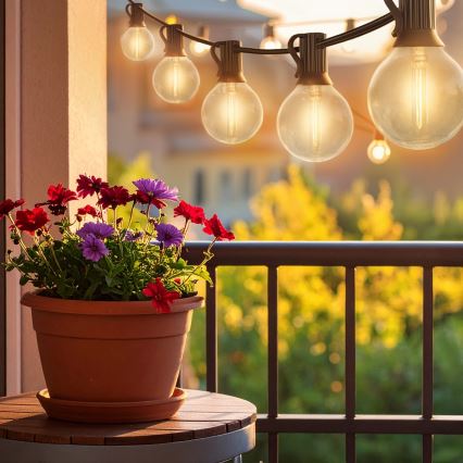 Brilagi - LED-Außen-Dekorations-Lichterkette GIRLANDA 10xE12/0,6W/230V 8m schwarz IP44 warmweiß