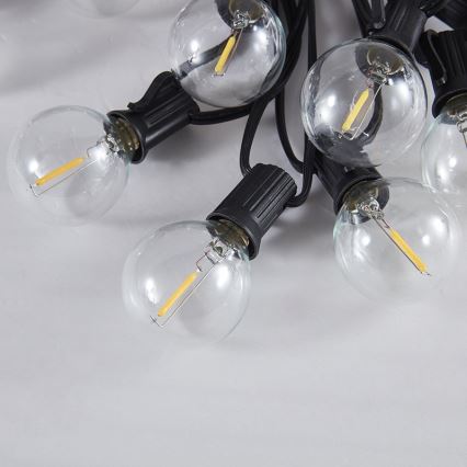 Brilagi - LED-Außen-Dekorations-Lichterkette GIRLANDA 10xE12/0,6W/230V 8m schwarz IP44 warmweiß
