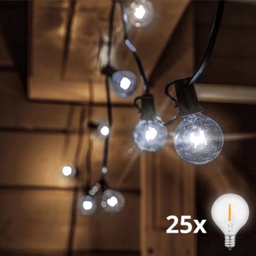 Brilagi - LED-Außen-Lichterkette GIRLANDA 25xE12/0,8W/24V 20m IP44 kaltweiß