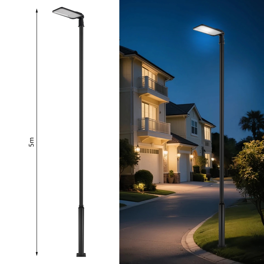 Brilagi - LED-Außen-Straßenleuchte mit 5 m Mast und Gelenk URBANLIGHT LED/200W/230V schwarz IP65
