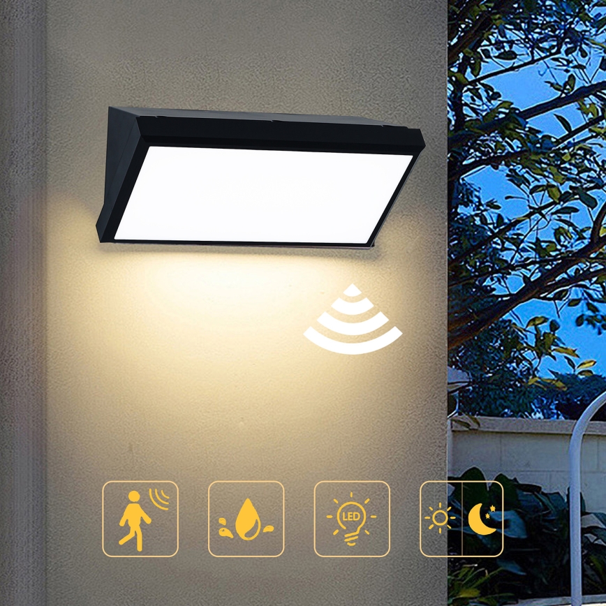 Brilagi - LED-Außenwandleuchte mit Sensor TRIANGLE LED/20W/230V schwarz IP65