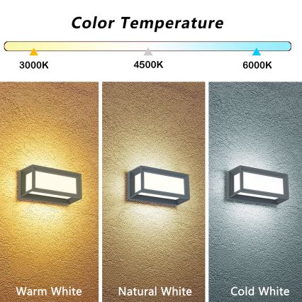 Brilagi - LED Außenwandleuchte PARKER LED/12W/230V 3000/4500/6000K grau IP44