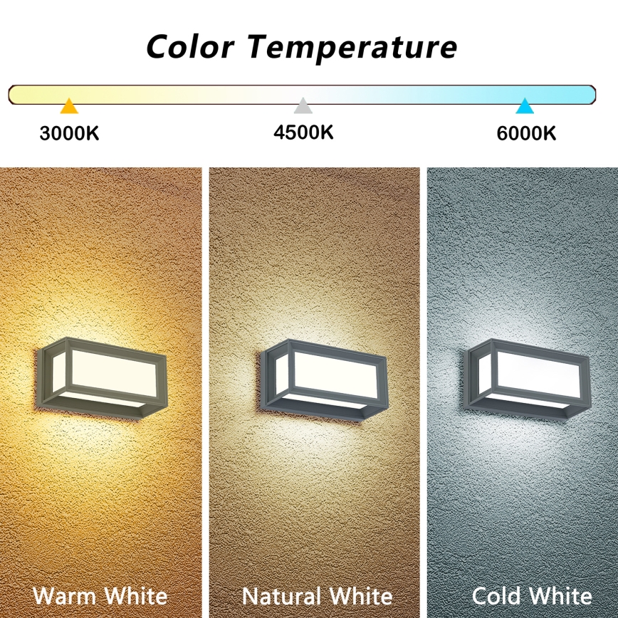 Brilagi - LED Außenwandleuchte PARKER LED/12W/230V 3000/4500/6000K grau IP44