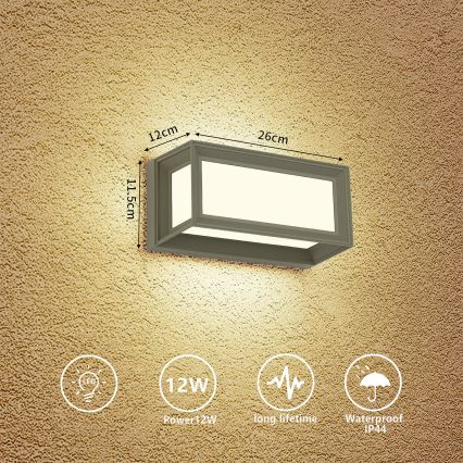 Brilagi - LED Außenwandleuchte PARKER LED/12W/230V 3000/4500/6000K grau IP44