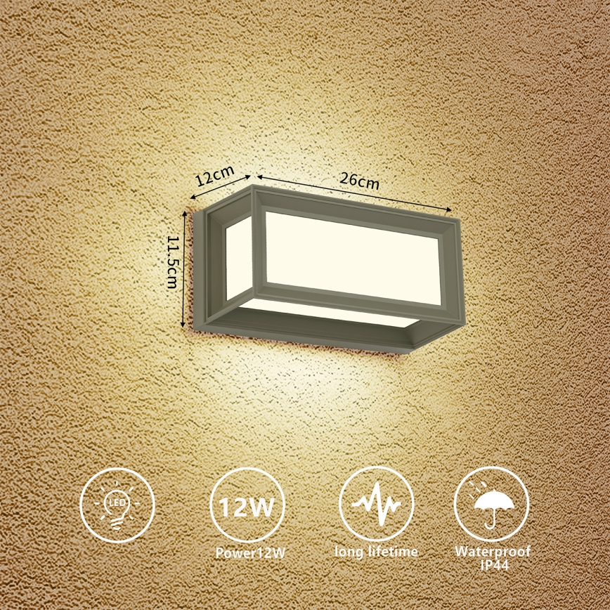 Brilagi - LED Außenwandleuchte PARKER LED/12W/230V 3000/4500/6000K grau IP44