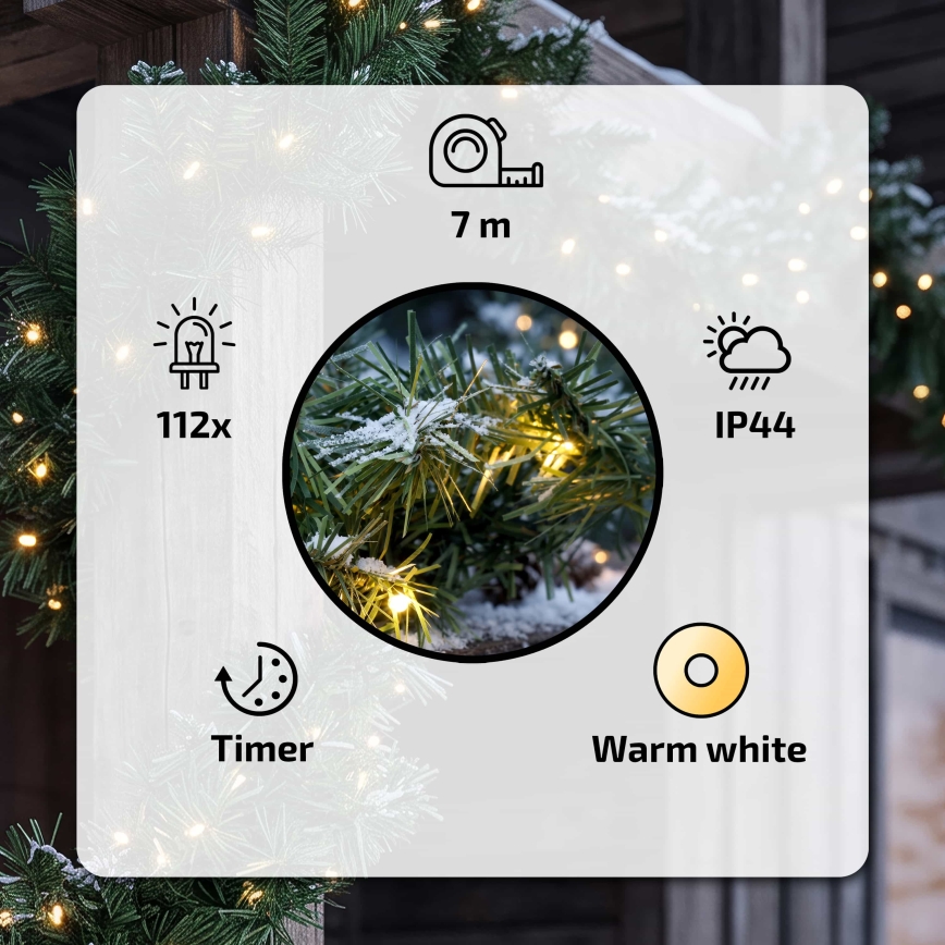BRILAGI - LED-Außen-Weihnachtsgirlande, 112 LEDs, 230 V, 700 cm, IP44
