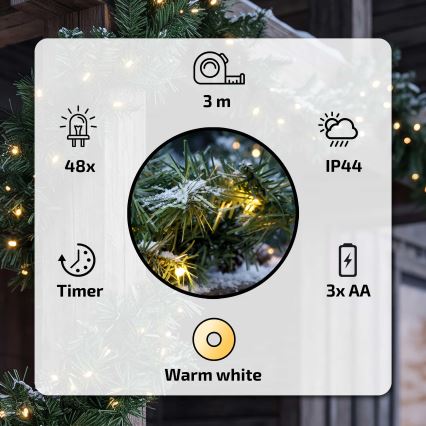 BRILAGI - LED-Außen-Weihnachtsgirlande LED/3xAA 300 cm IP44