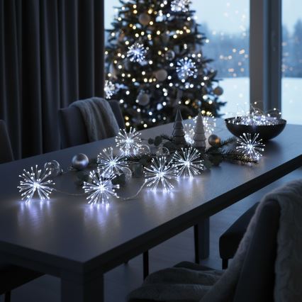 Brilagi - LED-Außen-Weihnachtslichterkette, 150 LEDs, 5 m, IP44, kaltweiß, Feuerwerk-Effekt