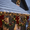 Brilagi - LED-Außen-Weihnachtslichterkette 200 LEDs / 8 Funktionen 13 m IP44 warmweiß Eiszapfen