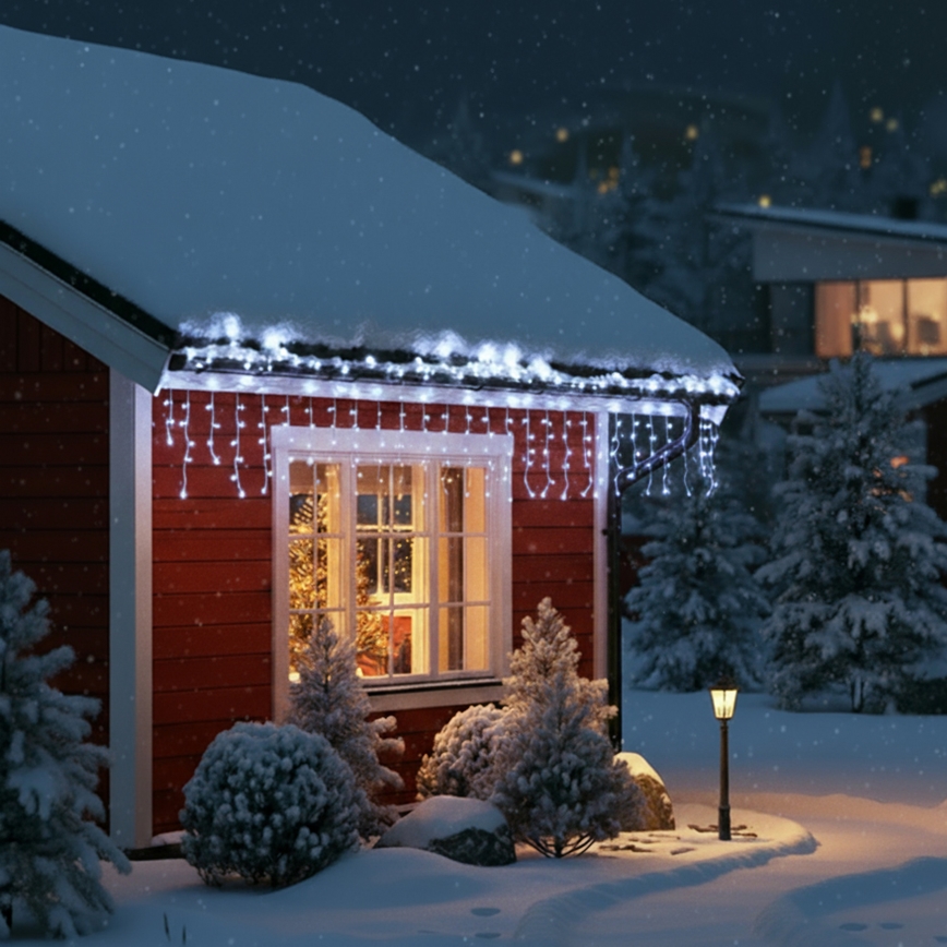 Brilagi - LED-Außen-Weihnachtslichterkette 200xLED/8 Funktionen 13m IP44 kaltweiß Eiszapfen