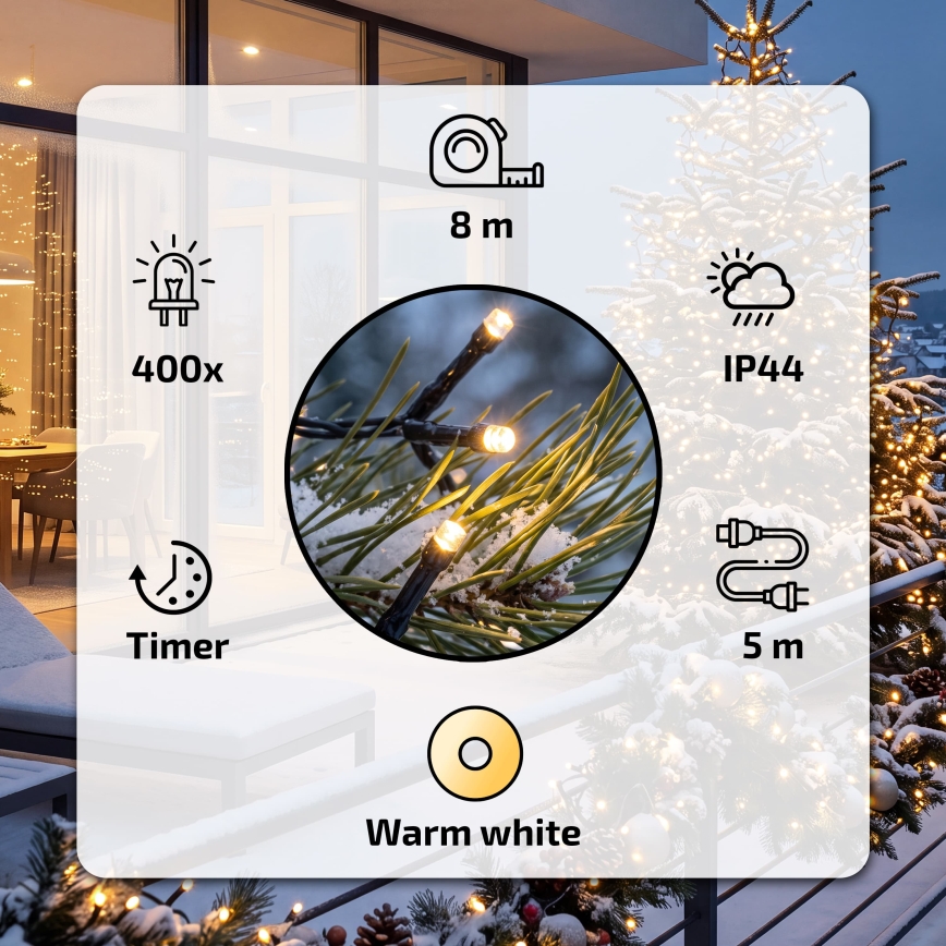 BRILAGI - LED Außen-Weihnachtslichterkette 400xLED 13m IP44 warmweiß